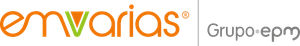 Logotipo de Emvarias, perteneciente a Grupo EPM, con texto naranja y una 'v' verde en forma de hoja.