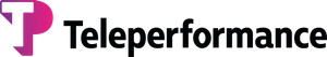 El logotipo de Teleperformance presenta una "T" blanca estilizada y una "P" 