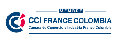 Logotipo de la Cámara de Comercio CCI Francia Colombia y el texto "MEMBRE CCI FRANCE COLOMBIA".