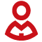 Un'icona rossa di una persona con un cerchio al centro.