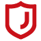 Uno scudo rosso con una lettera j bianca al suo interno.