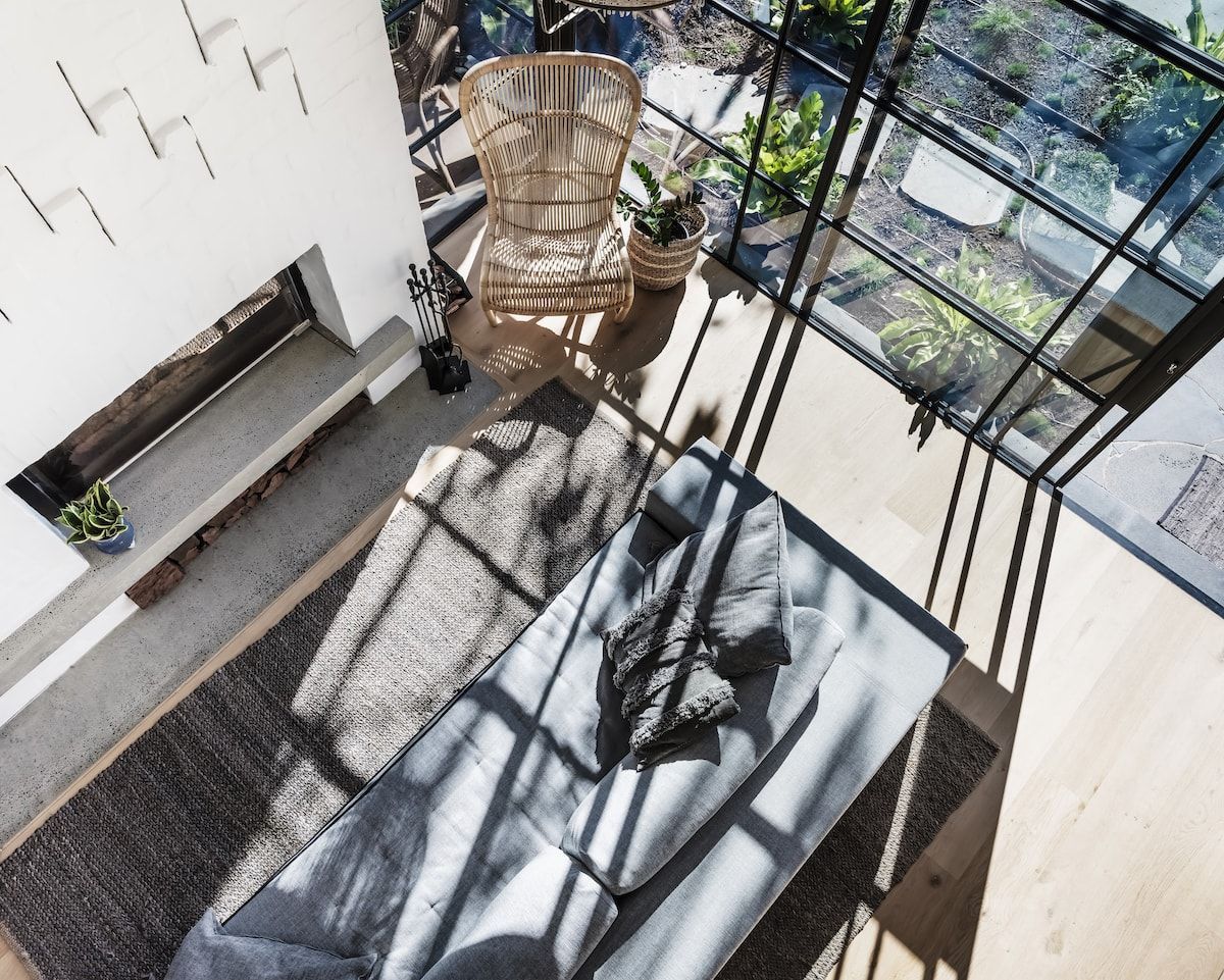 Overhead View of Modern Living Room With Light Wooden Floors — Burmah Constructions In Kangaroo Valley, NSW
