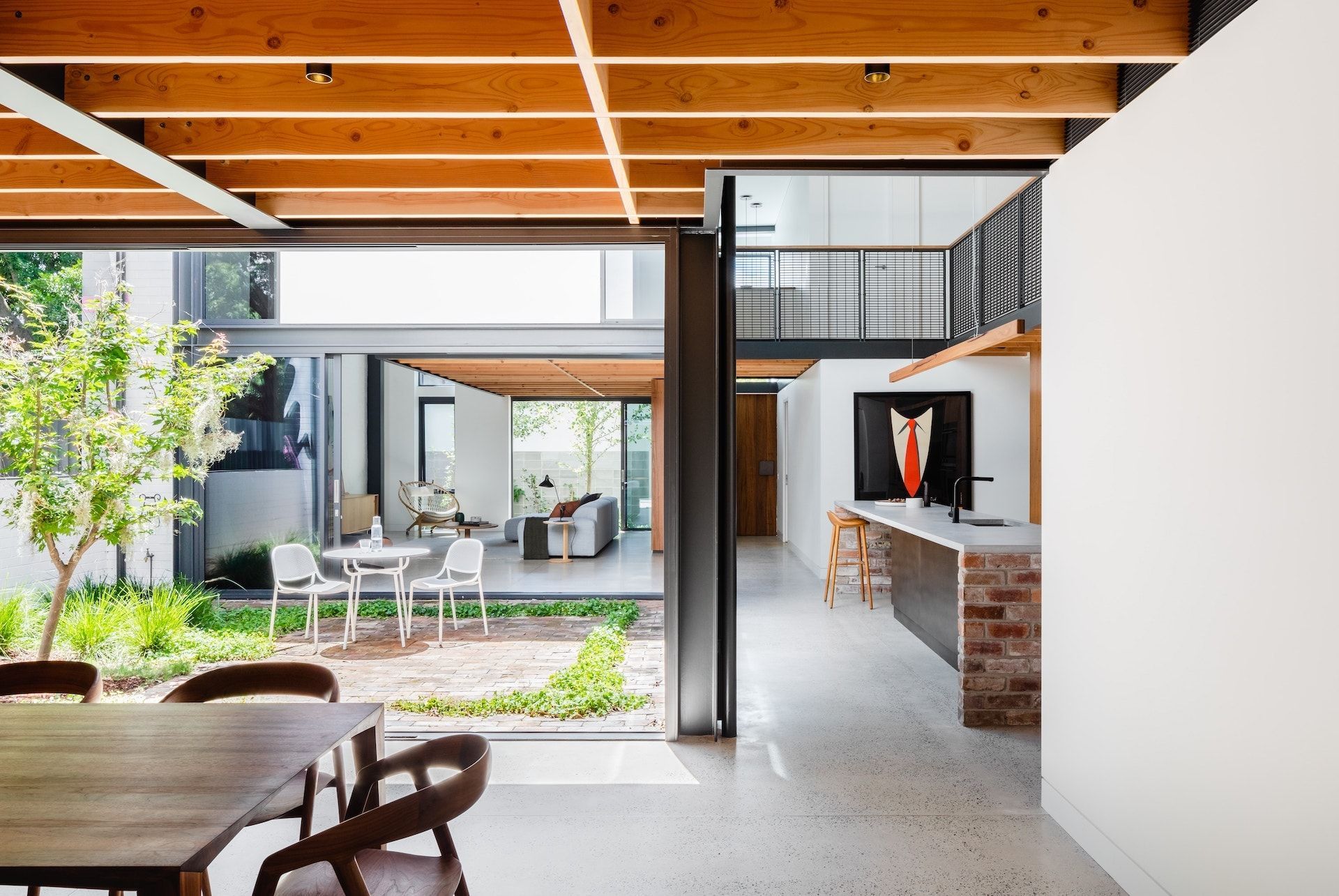 Open-plan Modern Home Interior With Wooden Beams — Burmah Constructions In Kangaroo Valley, NSW
