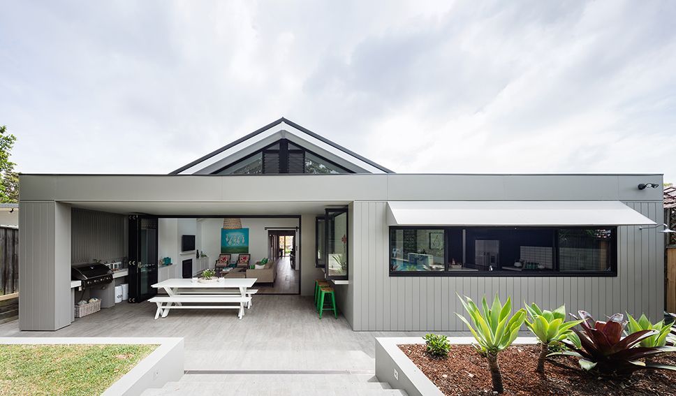 Modern Home Exterior With Outdoor Patio and Angled Roof — Burmah Constructions In Kangaroo Valley, NSW