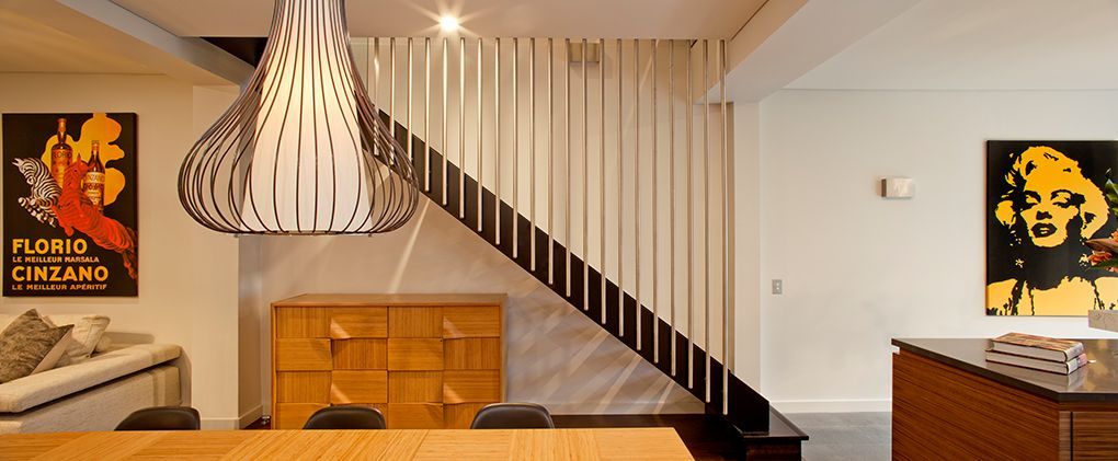 Interior With Stairs, a Decorative Light Fixture — Burmah Constructions In Kangaroo Valley, NSW