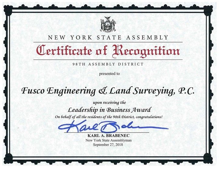 A certificate of recognition from the new york state assembly