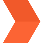 an orange arrow pointing to the right on a white background .
