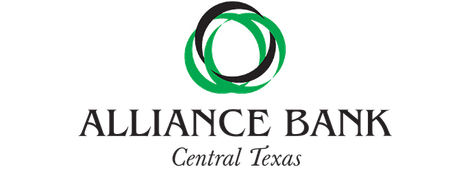 Alliance Bank Central Texas logo with green and black interlocking rings above the bank name