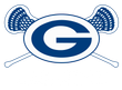 Blue and white crossed lacrosse sticks with a large G logo in the center