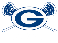 Blue and white crossed lacrosse sticks with a large G logo in the center