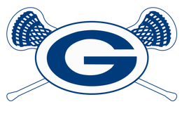 Blue and white crossed lacrosse sticks with a large G logo in the center