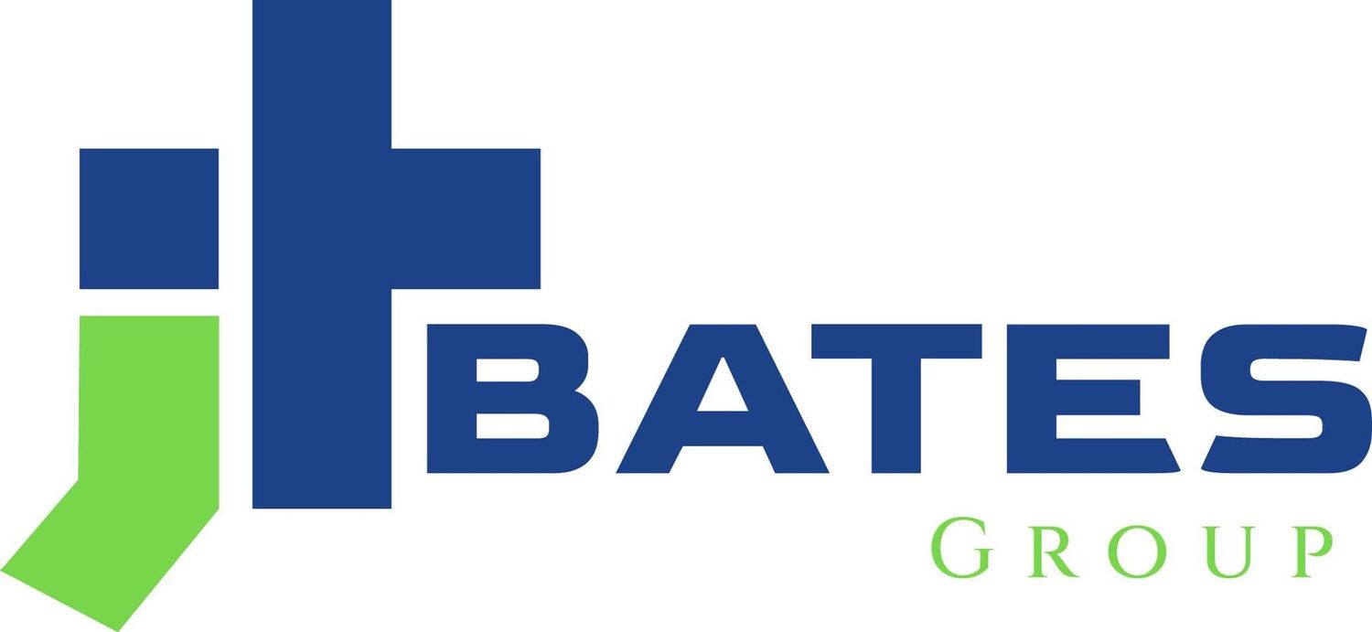 Bates Group logo with blue and green geometric icon and gray-green text