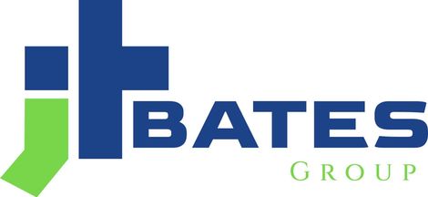 Bates Group logo with blue and green geometric icon and gray-green text