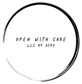Black circular logo with 