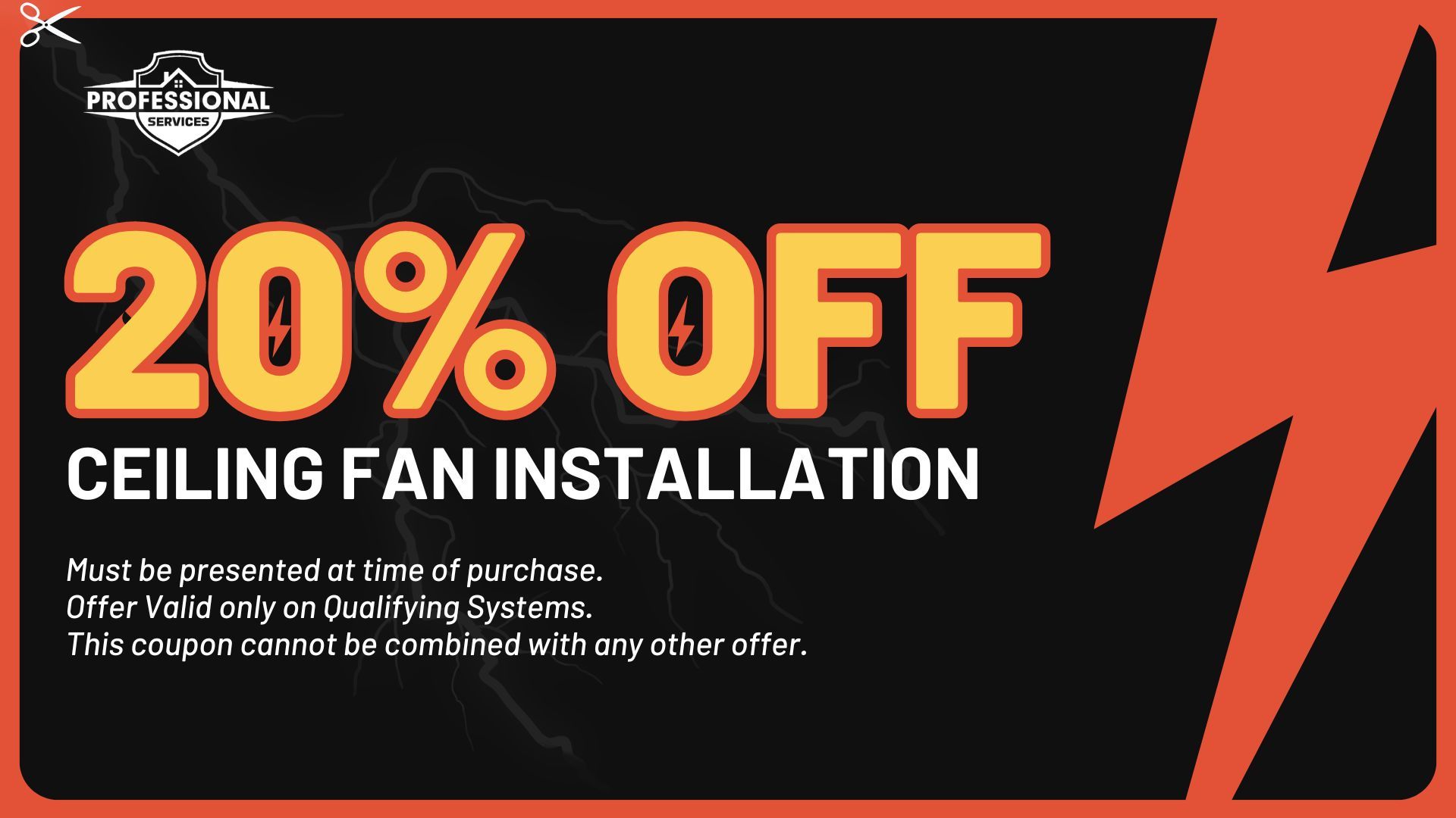 20% OFF Ceiling Fan Installation