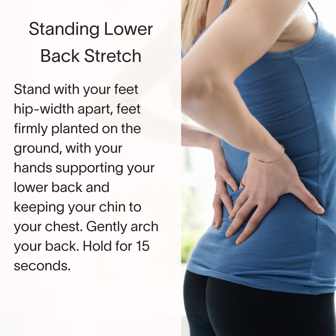 A woman is standing with her feet hip-width apart