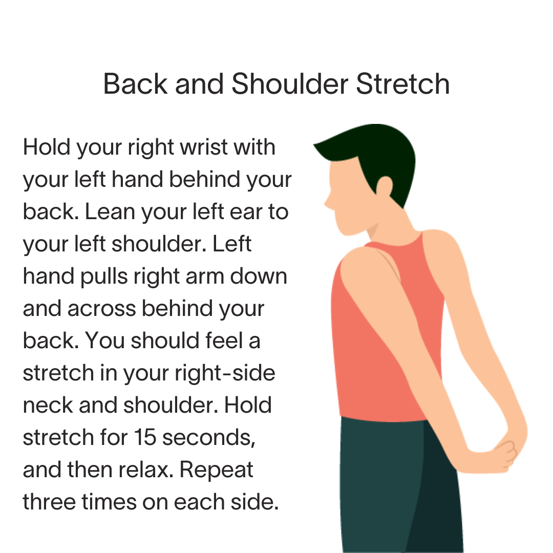 A man is doing a back and shoulder stretch exercise.