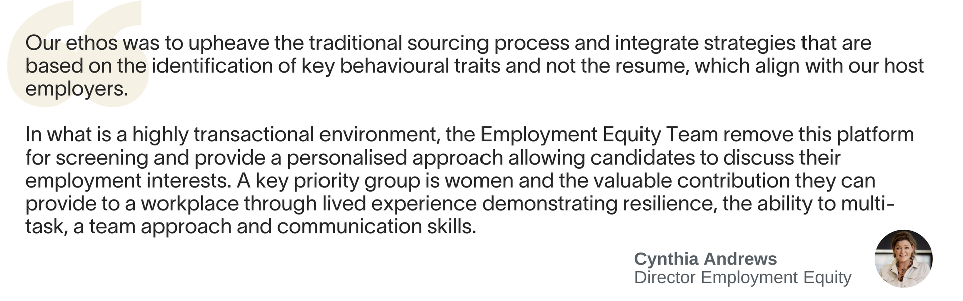 Cynthia Andrews Director Employment Equity Chandler Macleod