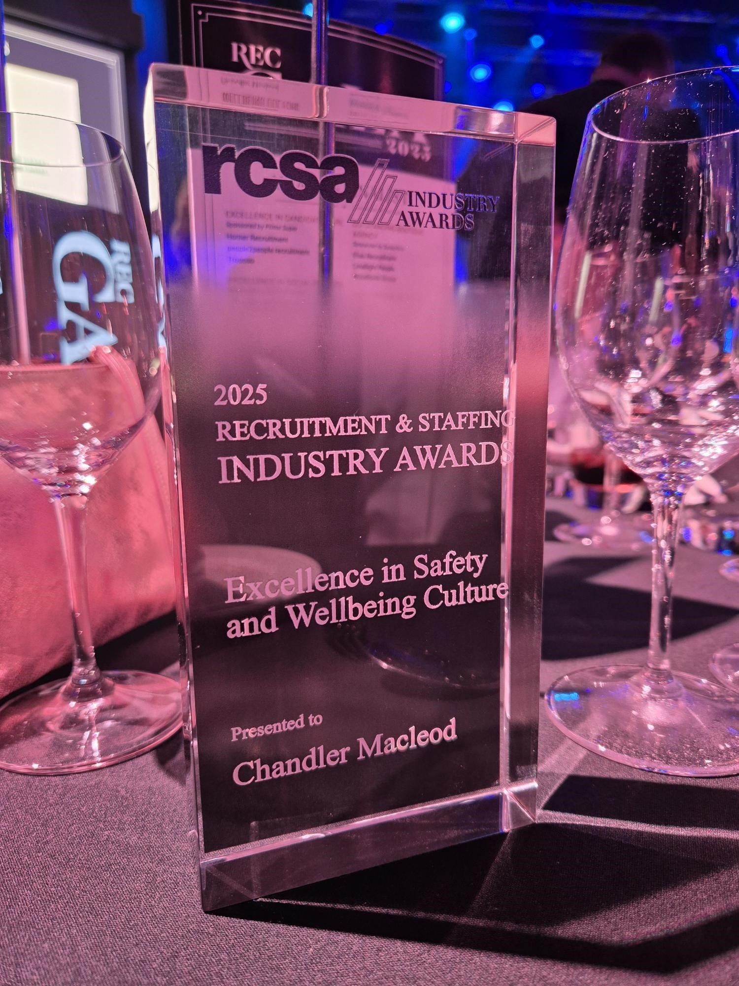 2025 RCSA Industry Award for Excellence in Safety and Wellbeing Culture presented to Chandler Macleod