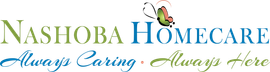 A logo for Nashoba Homecare with a butterfly on it
