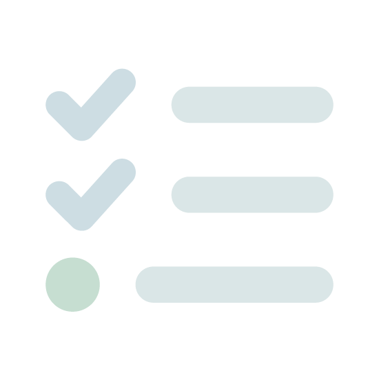 Ein Checklistensymbol mit drei Häkchen und einem Kreis.