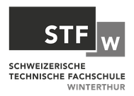 A black and white logo for the schweizerische technische fachschule winterthur.