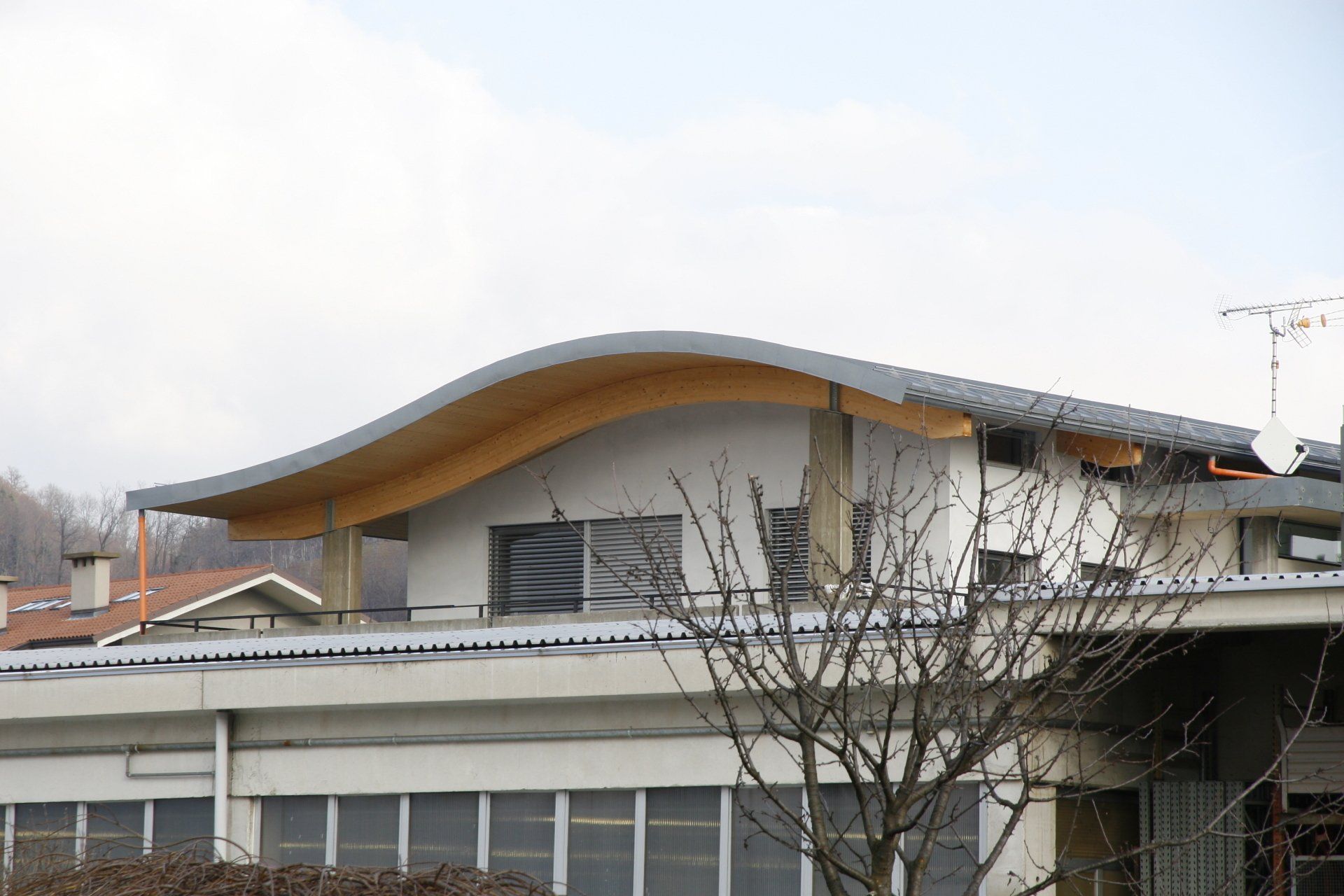 tetto a forma ondulata in legno