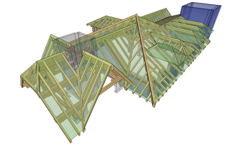 progetto in CAD per una copertura in legno