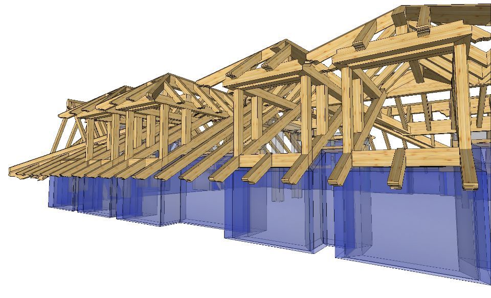 disegno in CAD di una casa in legno