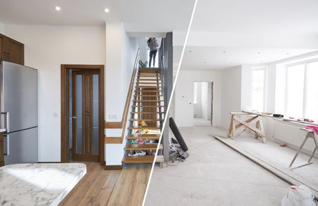 Before and after remodeling a living area to a beautiful space