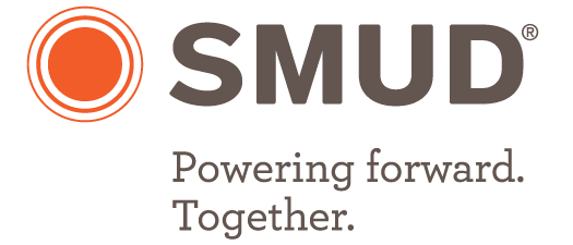 a logo for smud powering forward together.