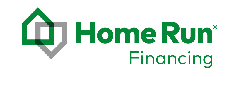 a logo for home run financing with a house on it.