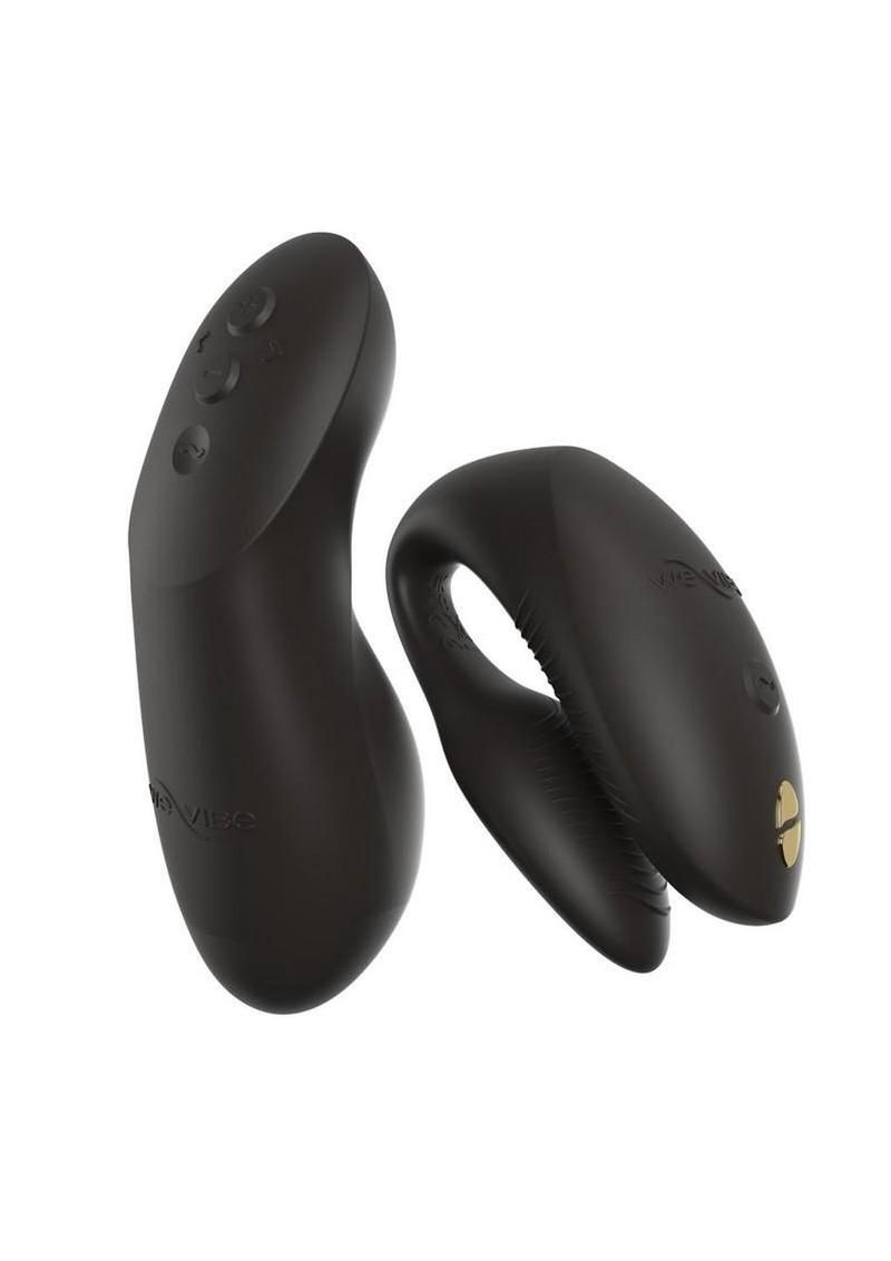 Two black curved wearable devices with buttons, shown on a white background.