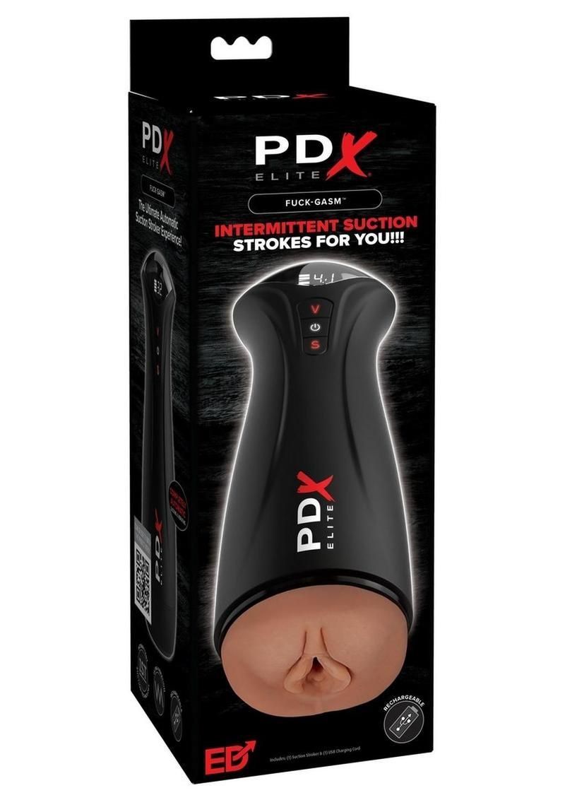 Black PDX Elite instructional toy package with a realistic flesh-toned sleeve illustration