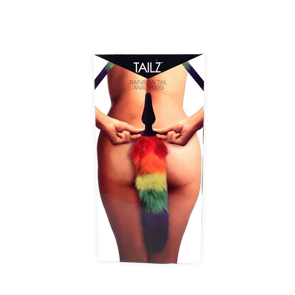Poster of a nude lower torso with rainbow fur covering the groin, labeled “TAILZ” at the top