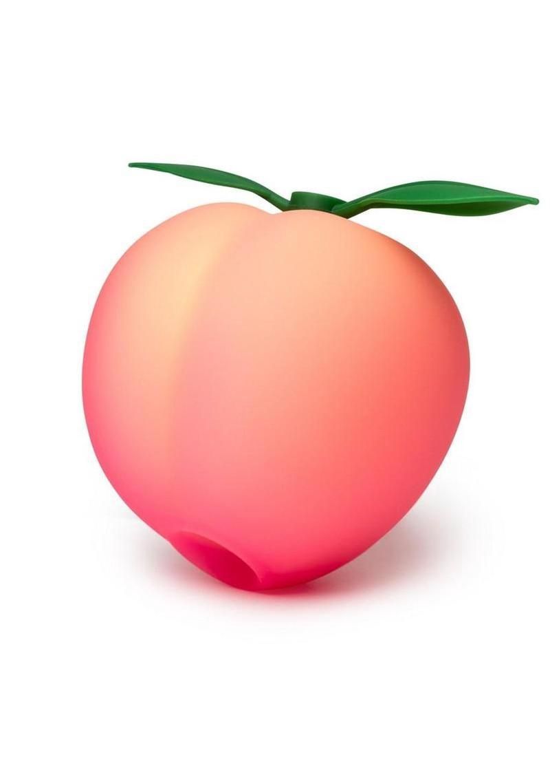 Pink, curved sex toy with a rounded head and a smaller, protruding appendage.