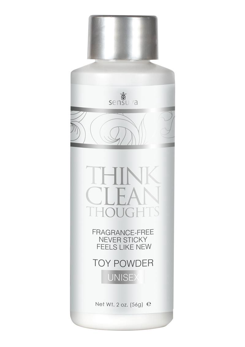 Bottle of fragrance-free toy cleaner labeled “Think Clean” with silver cap
