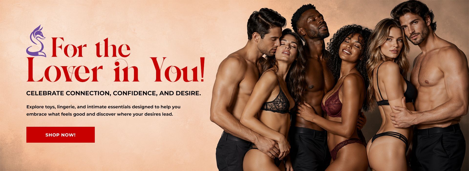 Blue lingerie ad with “Let your desires bloom” text and a model on a floral background
