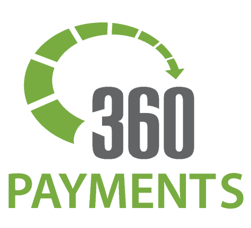 360 Payments logo: green curved arrow above gray 