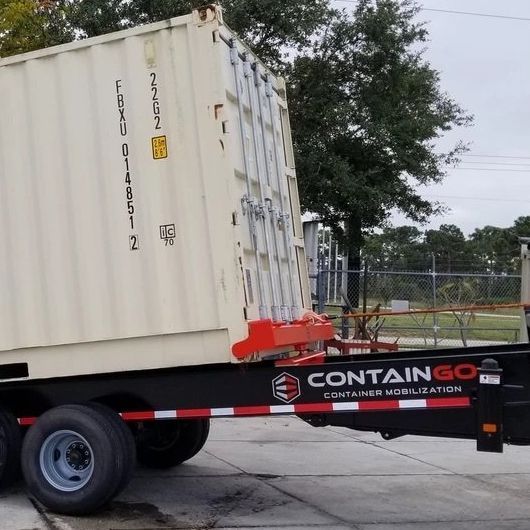 a container on a trailer that says container mobilization