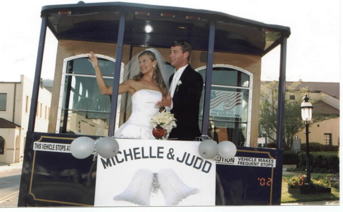 wedding on back of trolley