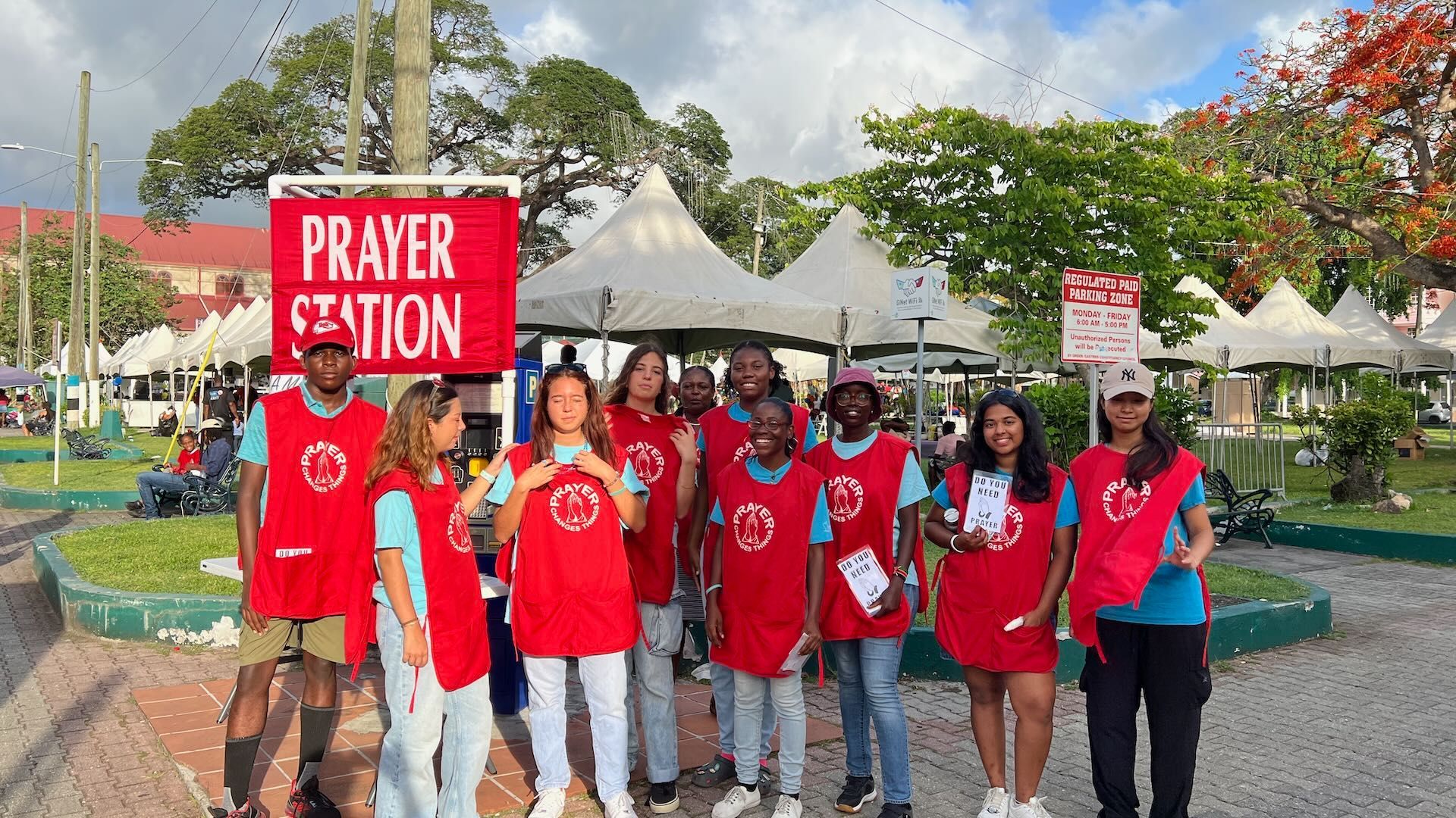 A team pause for photo after a ywam prayer station in Castries 