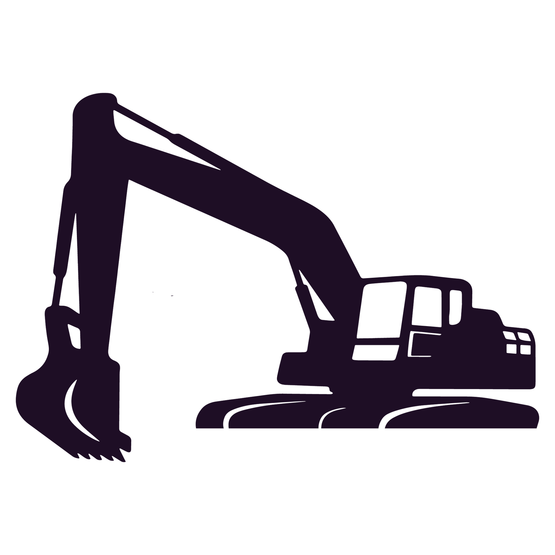 a black and white drawing of an excavator 