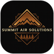 Summit Air Solutions logo with copper mountain peaks and pine trees on a black background
