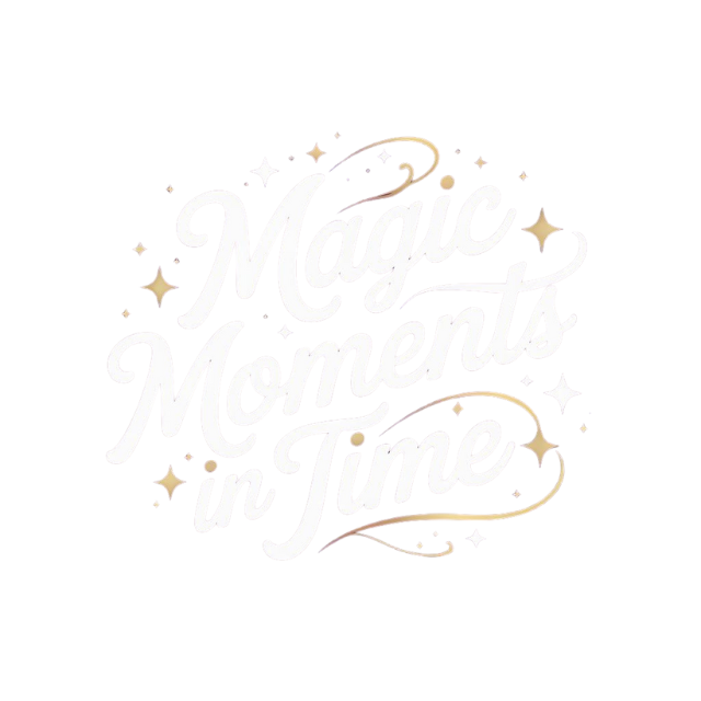 "Magic Moments in June" text in white script with gold accents and stars.
