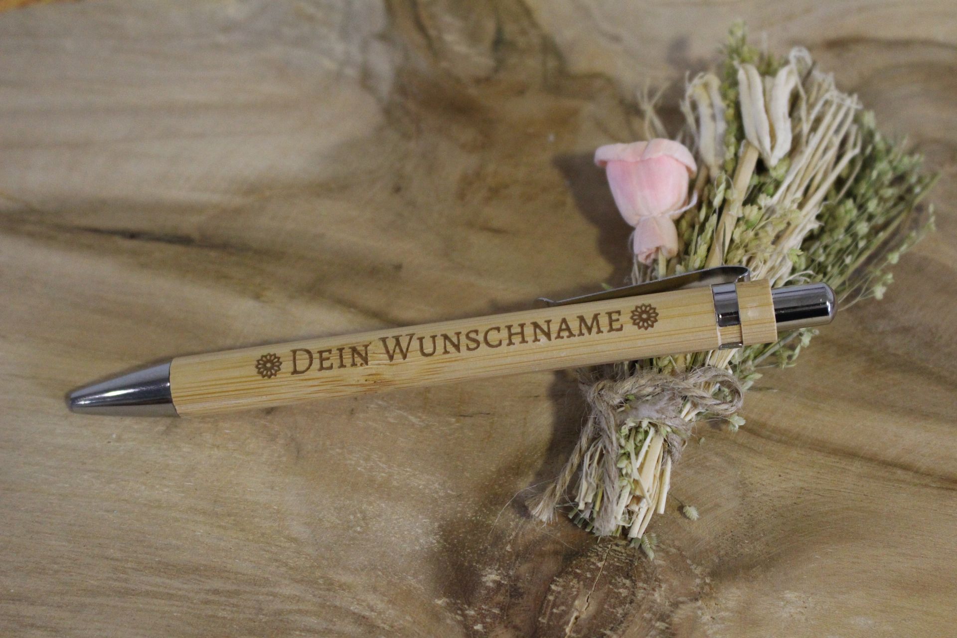 Bambus Kugelschreiber mit Gravur Firma oder Name