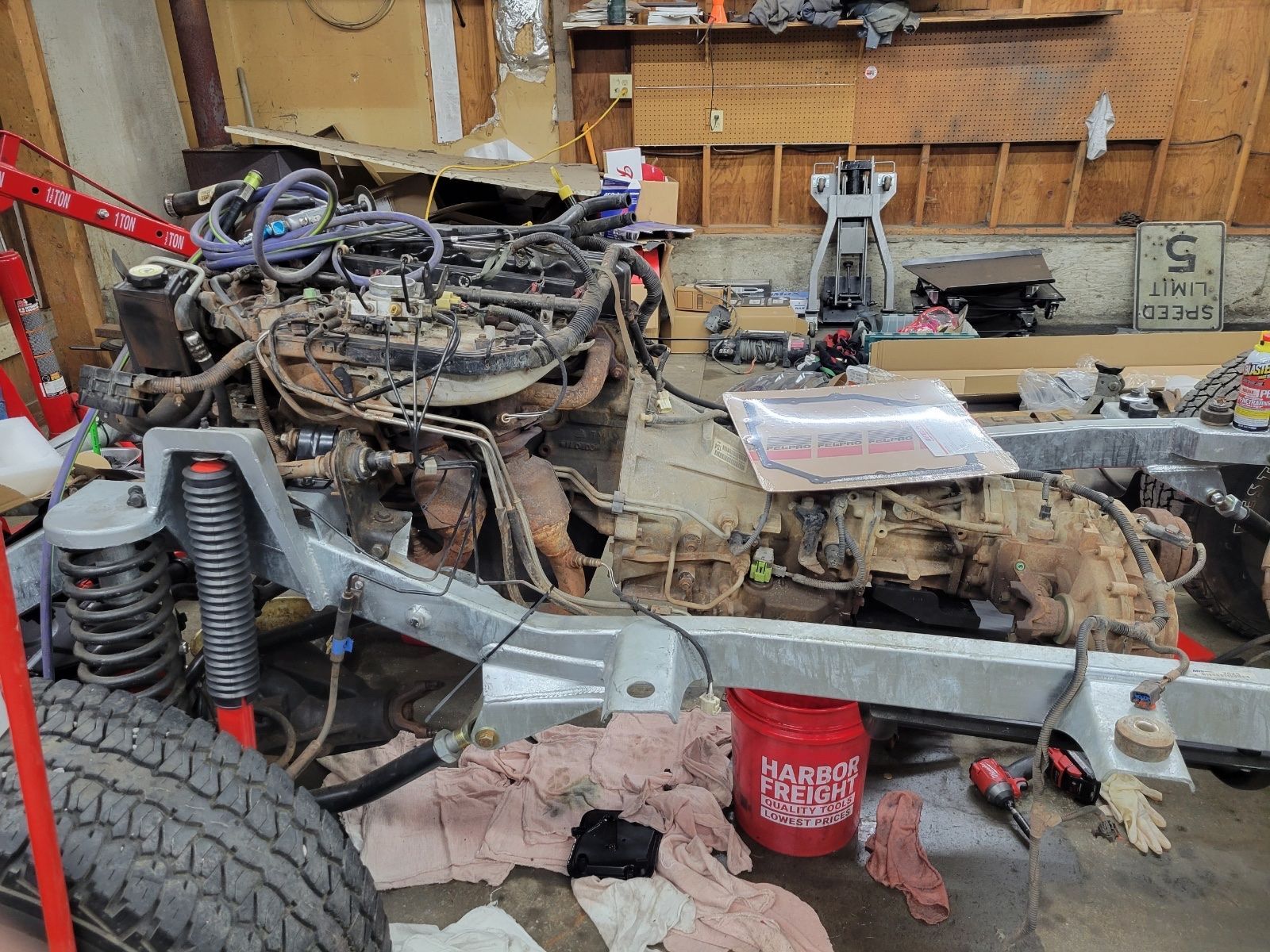 Disassembled Vehicle Chassis During Repair | Countryside Automotive