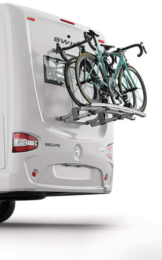 Swift Escape 614 Luxury motorhome hire for 2 to 4 people in london essex uk, motor home holidays, family holidays, touring holidays, motorhome rental, campervan, camper, camping, with bike rack