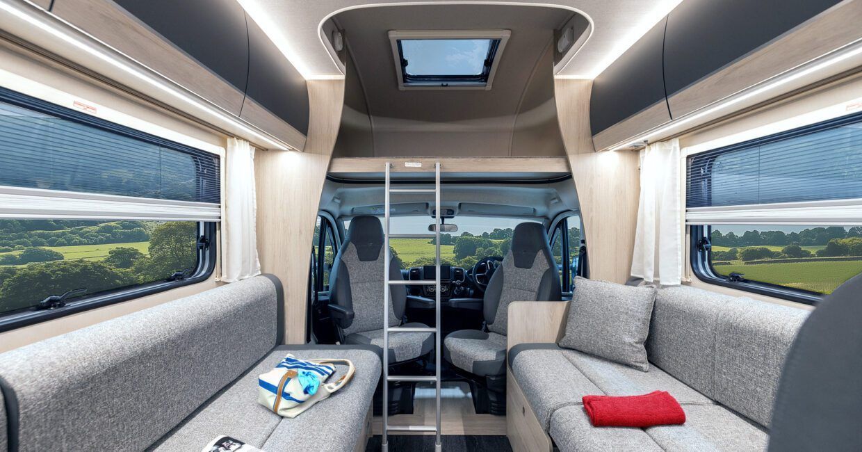 rent a motorhome, for 4 people, Autotrail Expedition C63, family, festival, camping, holidays, dog friendly, spacious lounge