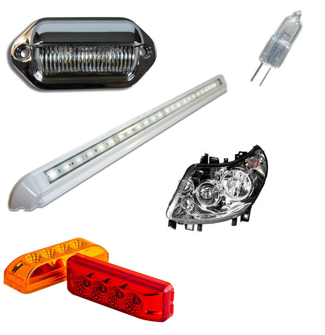 exterior lights and lighting for motorhomes, caravans and motorcaravans, repalcement parts and bulbs, head lights, supplied and fitting service
